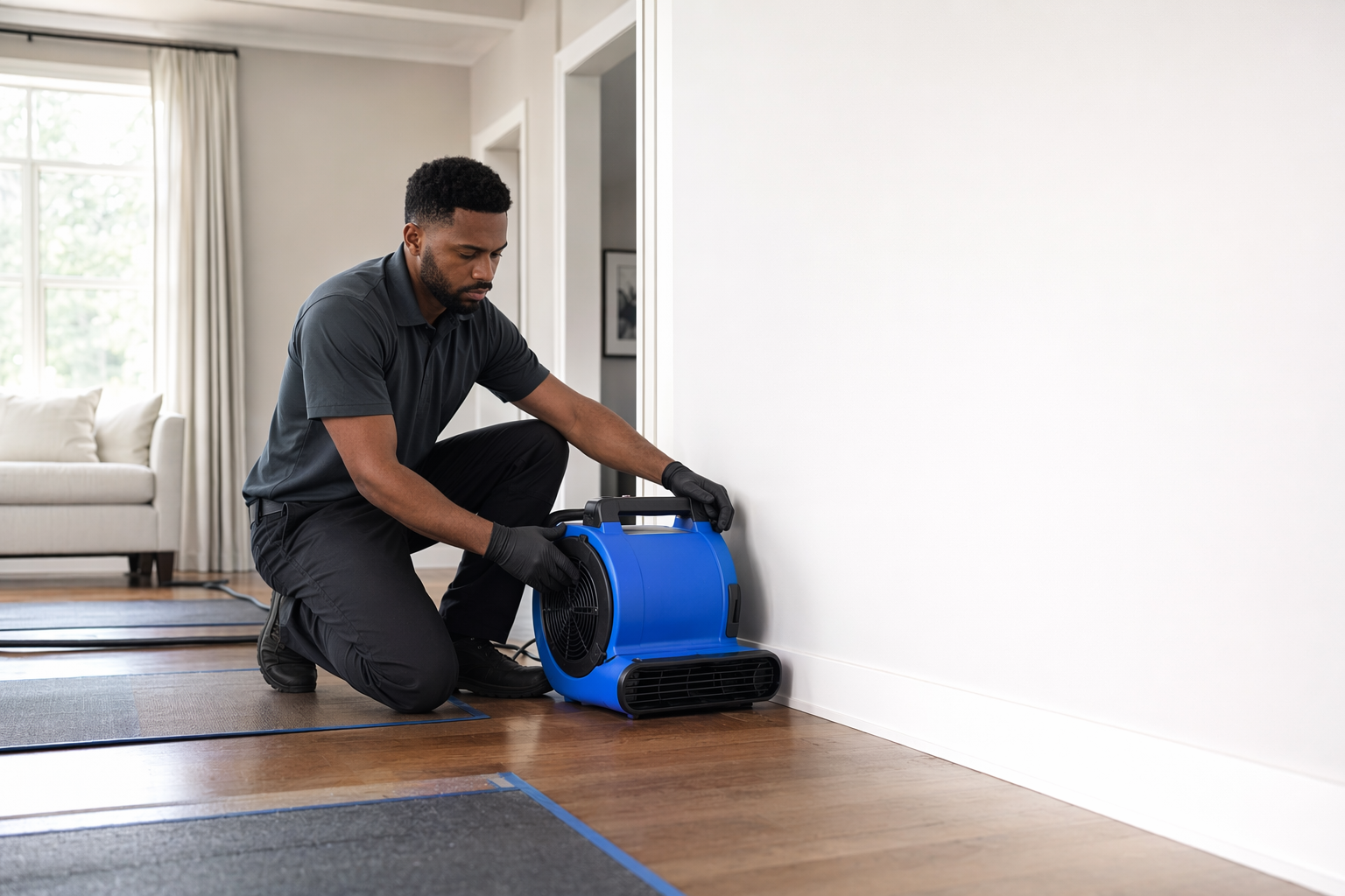 A clear, calm step-by-step plan for the first hour after water damage.